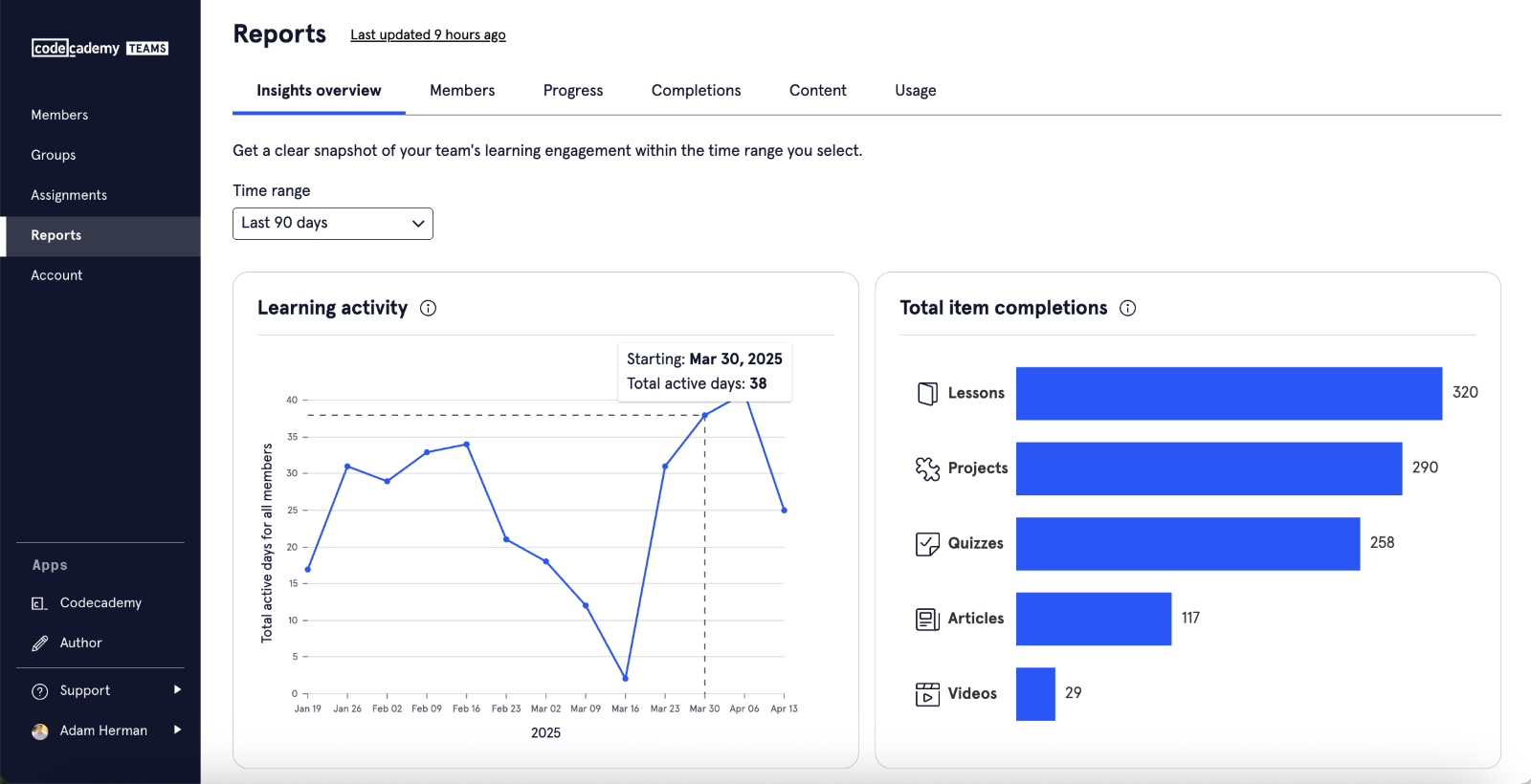 Instant assessments and comprehensive reports in Codecademy Pro
