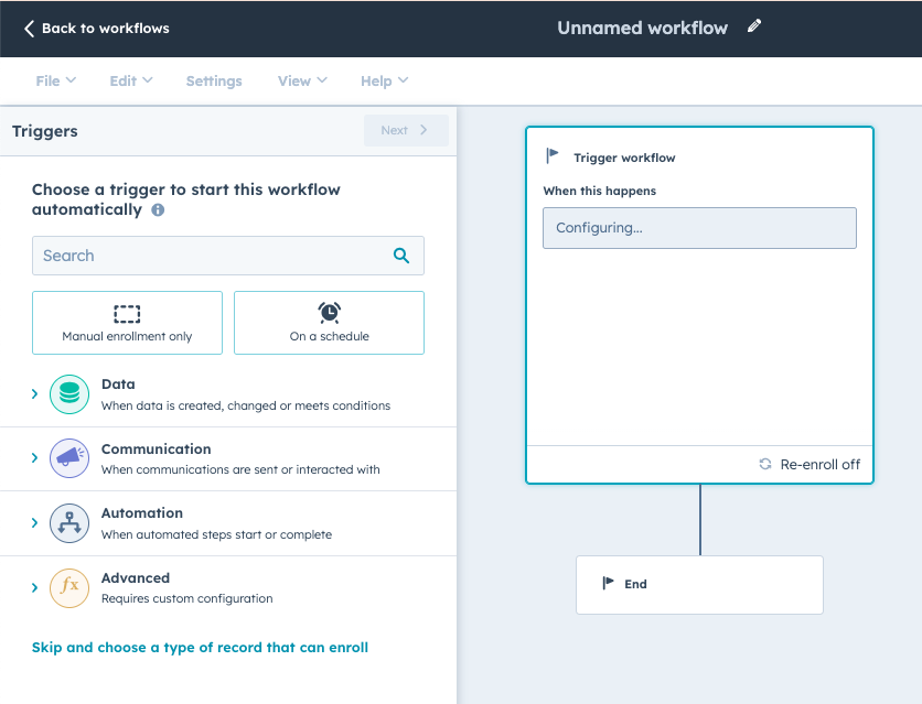 Workflow Builder در HubSpot